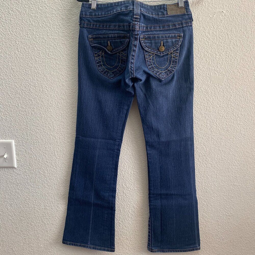 Y2K True Religion Becky Flap Pocket Boot Cut Jeans 28 x 31 Dark Wash WC92317E4